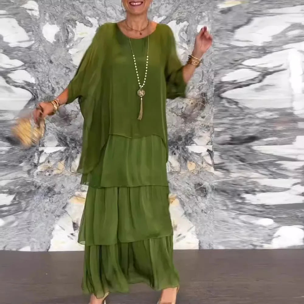 Rosina | Elegant O-Neck Ruffle Dress - Avery & Hart Boutique