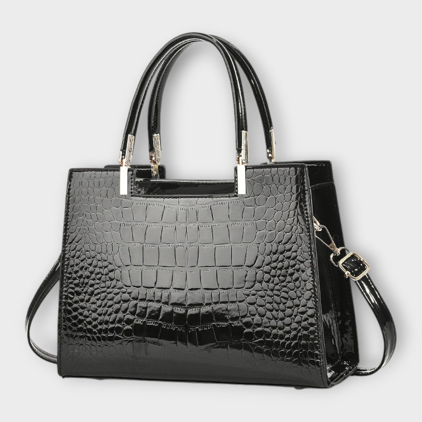 Bushra | Glossy Crocodile Pattern Handbag