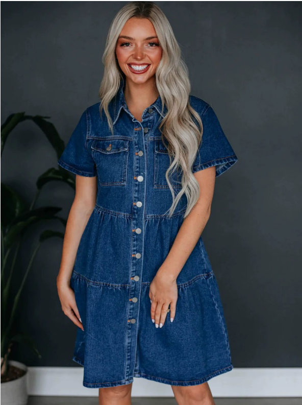 Lou | Denim Dress with Pockets - Avery & Hart Boutique