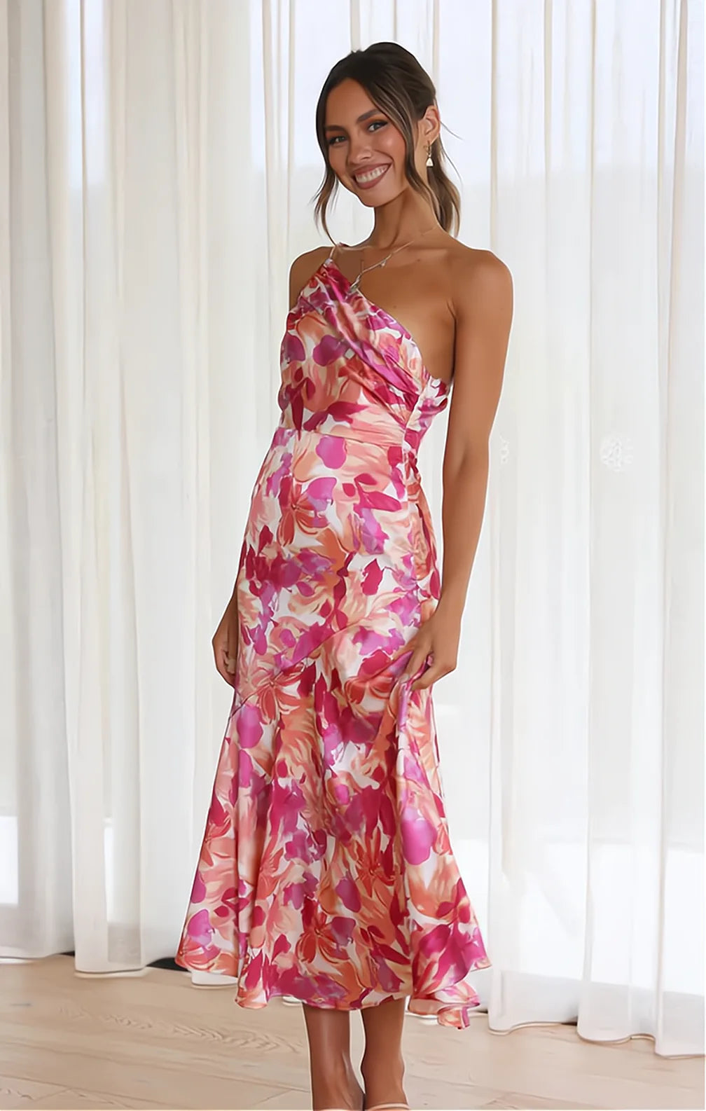 Laila | Floral Satin Dress - Avery & Hart Boutique