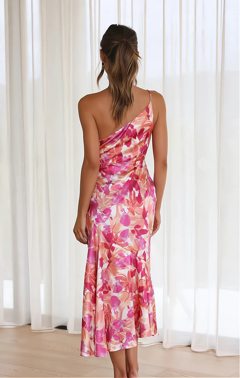 Laila | Floral Satin Dress - Avery & Hart Boutique