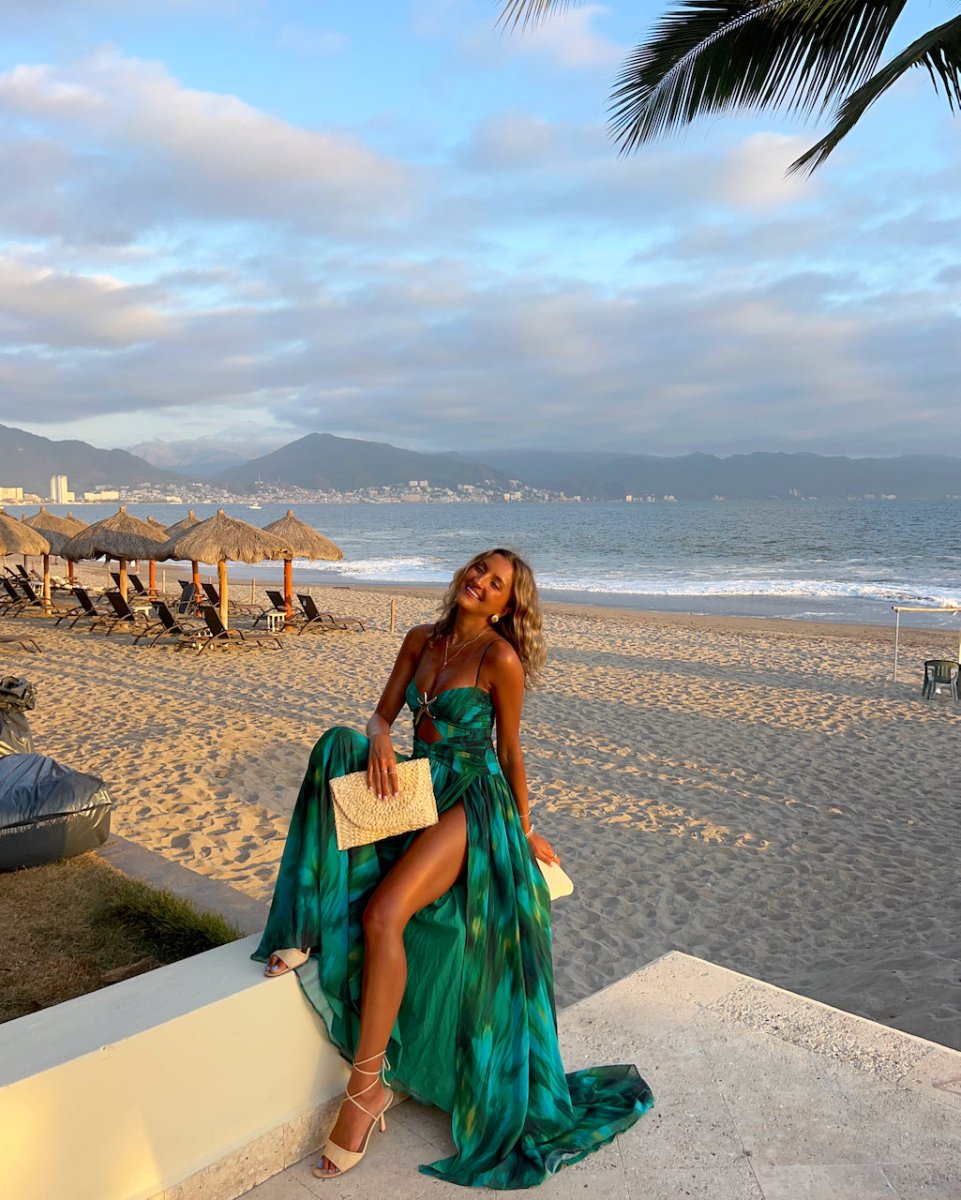 Saphire | Emerald Allure Cut-Out Dress - Avery & Hart Boutique